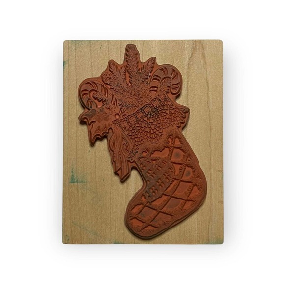Vintage 1995 PSX Designs Christmas Stocking Wood & Rubber Stamp K1520 Rare, HTF - Picture 2 of 9